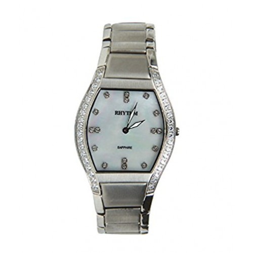 Rhythm(Japan) Women Silver Plated Genuine Sapphire(Scratch Resistant) Glass Wrist Watch3.5x3.5x0.4cm